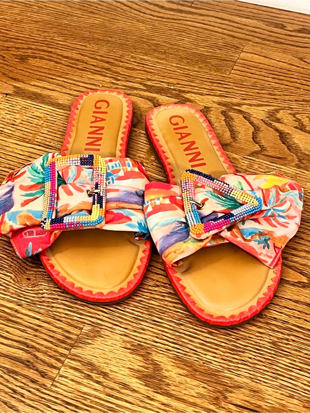 Gianni Bini Jaxson Two Print Mismatched Buckle Slide Sandals Size 8.5